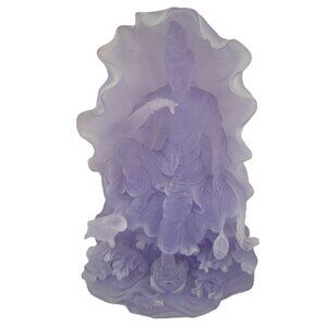 Vintage Frosted Resin Guan Yin Quan Statue 7" Kwan Yin Purple Guanshiyin